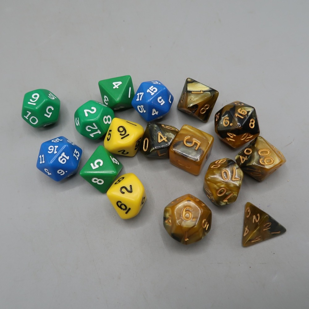 Polyhedral Dice Set Lot (16) D&D RPG Gaming Multi Sided Various Colors
